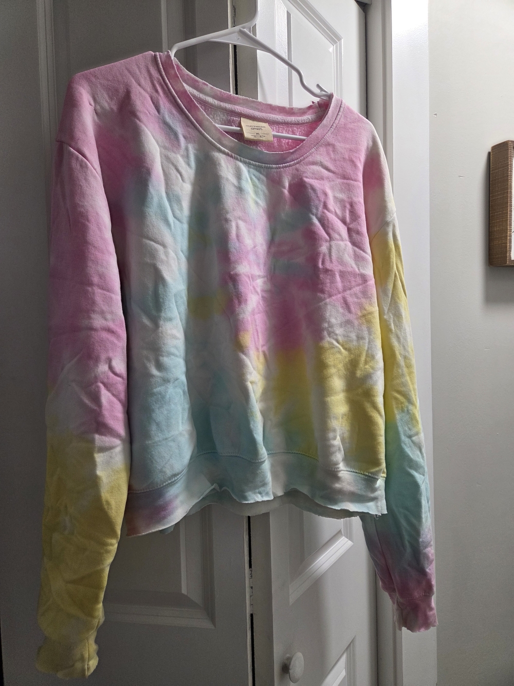 Pastel Tie-Dye Crewneck Sweatshirt - Pink, Blue & Yellow